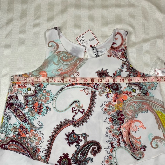 Bisou Bisou Michelle Bohbot Sz S Boho Paisley Print Sleeveless Top NWT - Picture 3 of 11